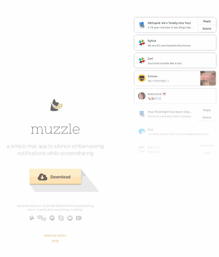 exemplo de landing poage muzzle