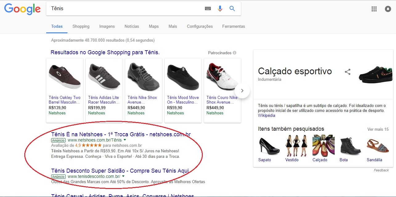 Anúncios no Google Palavras-chave