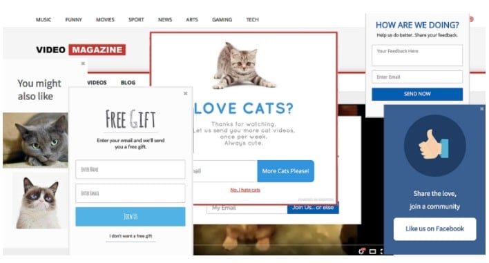 B2C popups
