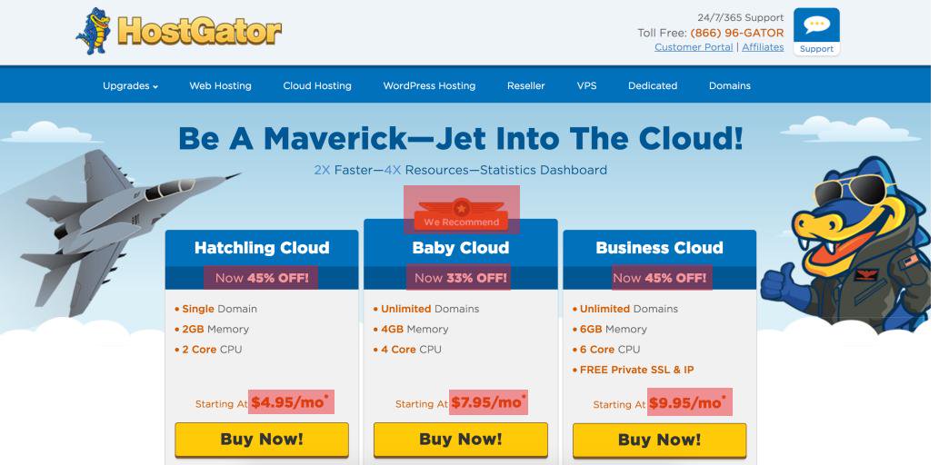 exemplo de landing page do host gator