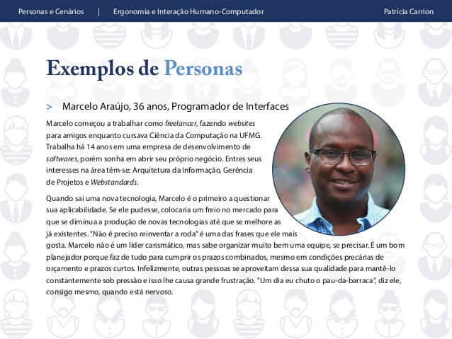 exemplo de persona marcelo