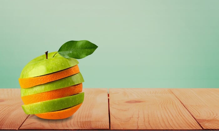 mistura de maçã e laranja