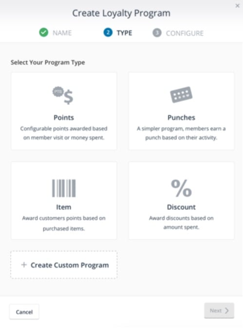 opçao criar um programa de fidelidade customizado da plataforma belly