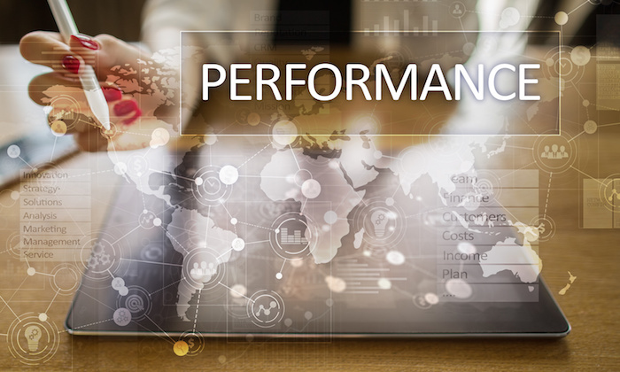 Performance indicator on virtual screen. KPI. Business growth strategy.