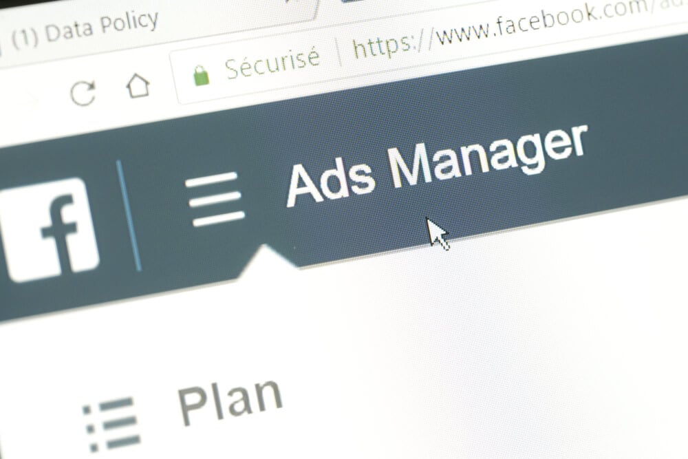 tela de anúncios do Facebook Ads