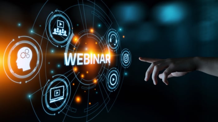 títulos e ícones relacionados a Webinar