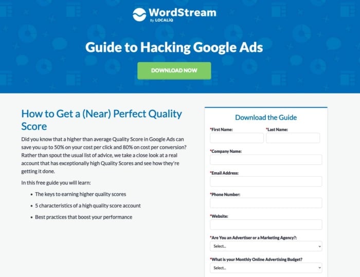 Wordstream guide to hacking google ads.