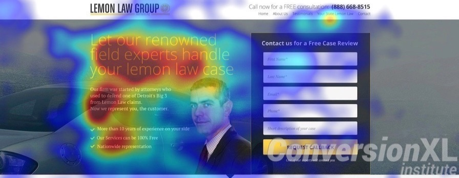 campo de calor em landing page