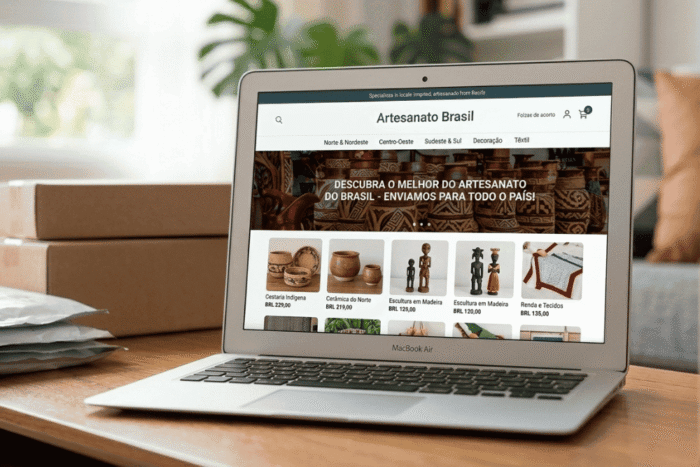 um notbook aberto em um ecommerce