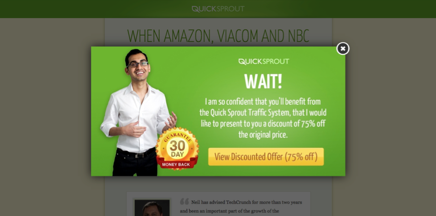 pop-up sobre desconto