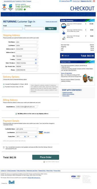 imagem de página de checkout