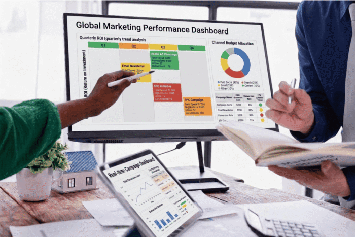 um computador com uma performance de marketing