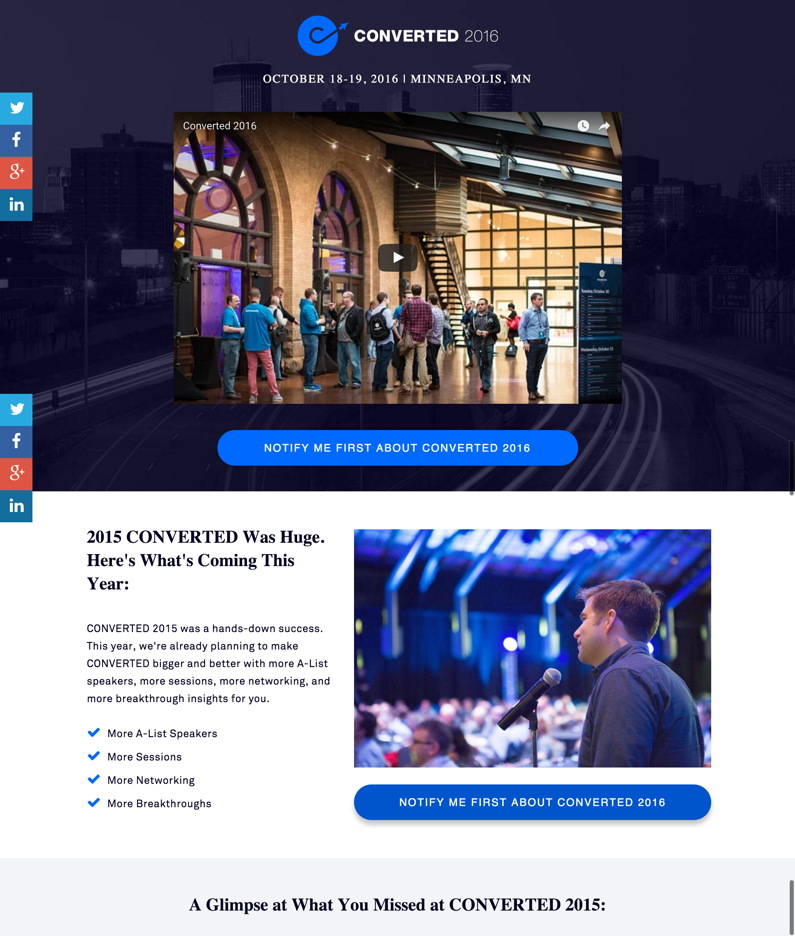 leadpages para conferencia converted