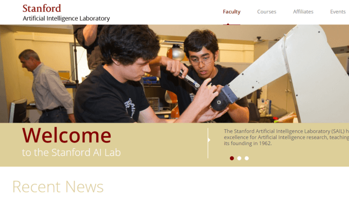 página do site da universidade stanford