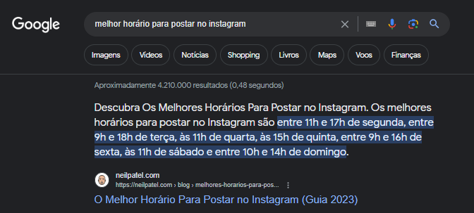 exemplo de snippet